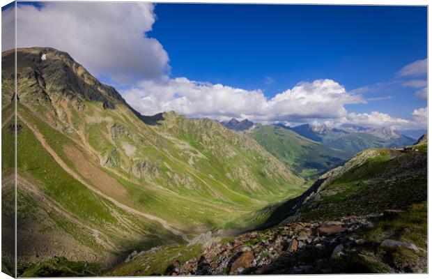 Wonderful landscape of Timmelsjoch mountain range in the Austrian Alps Canvas Print by Erik Lattwein