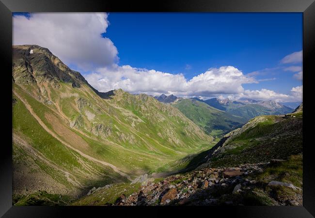 Wonderful landscape of Timmelsjoch mountain range in the Austrian Alps Framed Print by Erik Lattwein