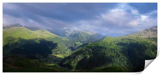 Famous Timmelsjoch High Alpine Road in the Austrian Alps also called Passo Rombo Print by Erik Lattwein