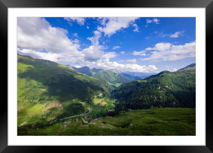 Wonderful panoramic view over the mountains in the Austrian Alps Framed Mounted Print by Erik Lattwein