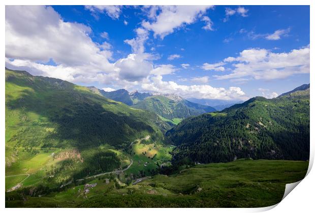 Wonderful panoramic view over the mountains in the Austrian Alps Print by Erik Lattwein