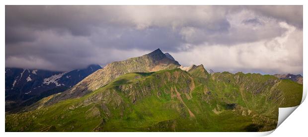 Wonderful landscape of Timmelsjoch mountain range in the Austrian Alps Print by Erik Lattwein