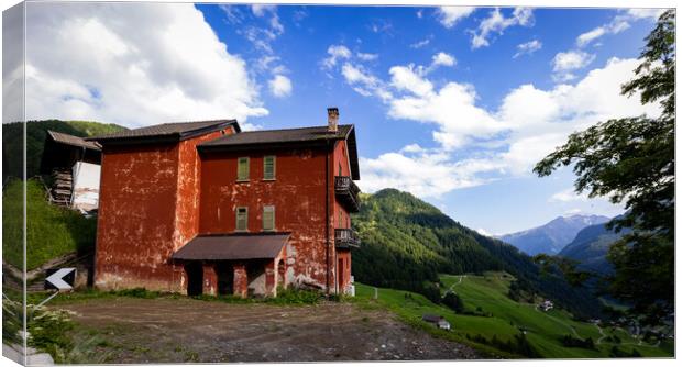 Old ruinous house in the South Tyrolean Alps in Italy Canvas Print by Erik Lattwein