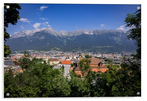 Aerial view over the city of Innsbruck in Austria Acrylic by Erik Lattwein