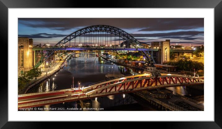 Bridges Across the River Tyne Framed Mounted Print by Ray Pritchard