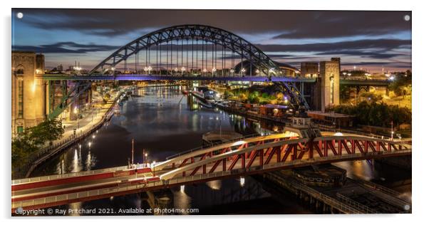 Bridges Across the River Tyne Acrylic by Ray Pritchard