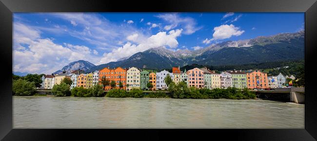 The famous colorful houses at River Inn in Innsbruck Framed Print by Erik Lattwein