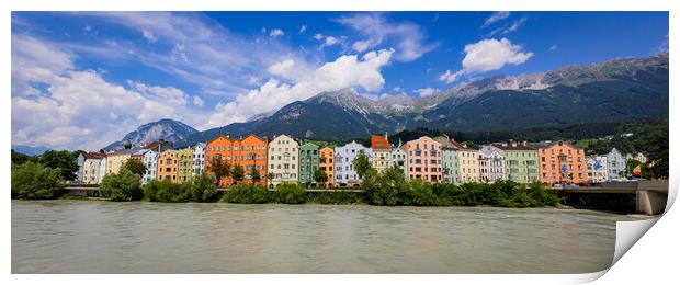 The famous colorful houses at River Inn in Innsbruck Print by Erik Lattwein