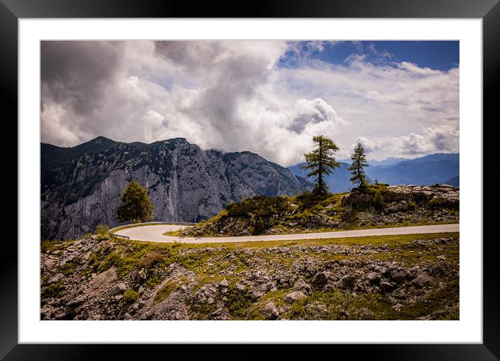 Typical panoramic view in the Austrian Alps with mountains and fir trees - Mount Loser Altaussee Framed Mounted Print by Erik Lattwein