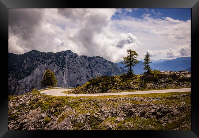 Typical panoramic view in the Austrian Alps with mountains and fir trees - Mount Loser Altaussee Framed Print by Erik Lattwein