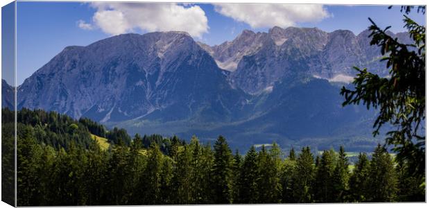 Typical panoramic view in the Austrian Alps with mountains and fir trees - Mount Loser Altaussee Canvas Print by Erik Lattwein