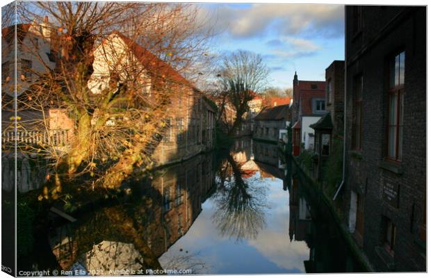 Reflections of Brugge Canvas Print by Ron Ella