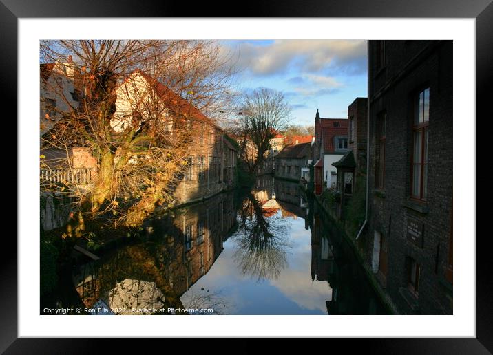 Reflections of Brugge Framed Mounted Print by Ron Ella