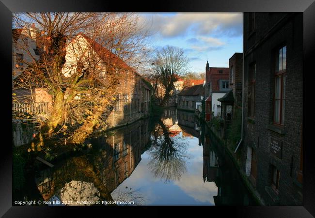 Reflections of Brugge Framed Print by Ron Ella