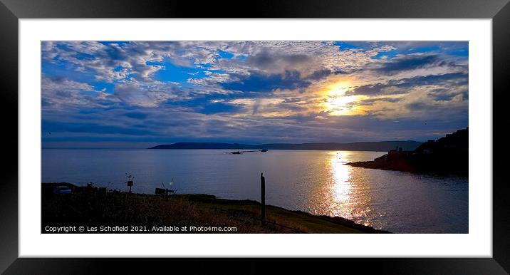 Plymouth sunset Framed Mounted Print by Les Schofield