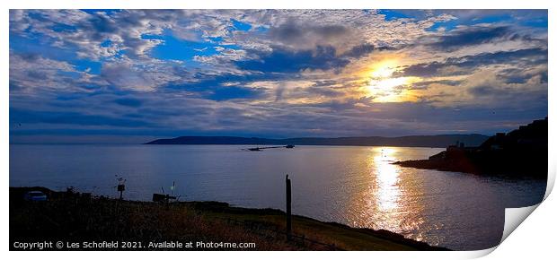 Plymouth sunset Print by Les Schofield