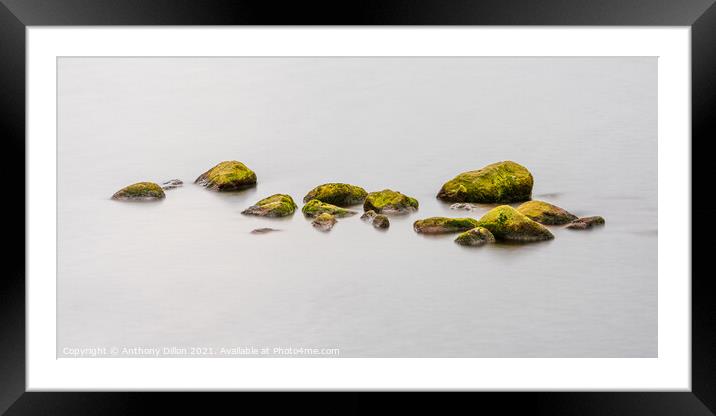 Rocks in Water Panoramic. Framed Mounted Print by Anthony Dillon