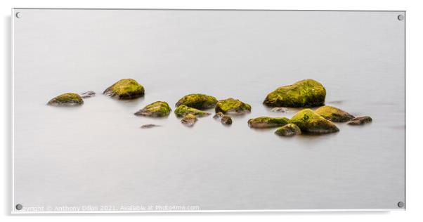 Rocks in Water Panoramic. Acrylic by Anthony Dillon