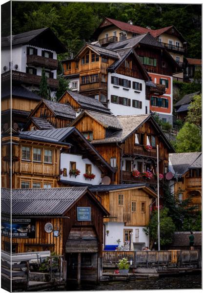 The amazing houses of Hallstatt in Austria - HALLSTATT, AUSTRIA, EUROPE - JULY 30, 2021 Canvas Print by Erik Lattwein