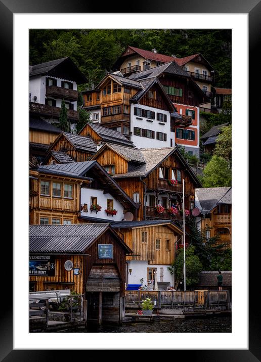 The amazing houses of Hallstatt in Austria - HALLSTATT, AUSTRIA, EUROPE - JULY 30, 2021 Framed Mounted Print by Erik Lattwein