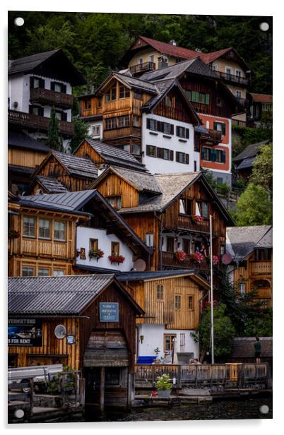 The amazing houses of Hallstatt in Austria - HALLSTATT, AUSTRIA, EUROPE - JULY 30, 2021 Acrylic by Erik Lattwein