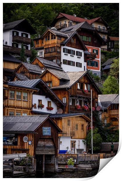The amazing houses of Hallstatt in Austria - HALLSTATT, AUSTRIA, EUROPE - JULY 30, 2021 Print by Erik Lattwein