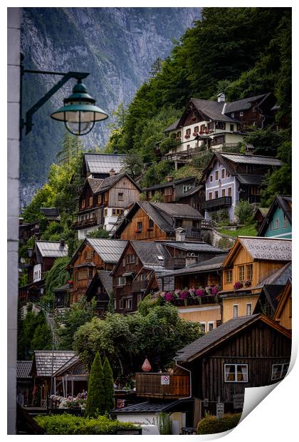 The amazing houses of Hallstatt in Austria - HALLSTATT, AUSTRIA, EUROPE - JULY 30, 2021 Print by Erik Lattwein