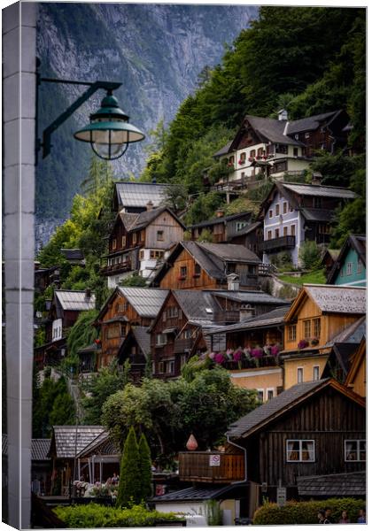 The amazing houses of Hallstatt in Austria - HALLSTATT, AUSTRIA, EUROPE - JULY 30, 2021 Canvas Print by Erik Lattwein