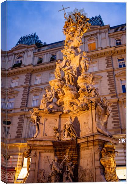 The Column of The Trinity in Vienna also called Plaque column in the city center - VIENNA, AUSTRIA, EUROPE - AUGUST 1, 2021 Canvas Print by Erik Lattwein