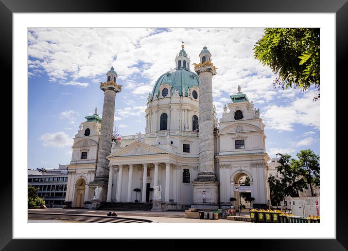 Famous Karls Church in Vienna - VIENNA, AUSTRIA, EUROPE - AUGUST 1, 2021 Framed Mounted Print by Erik Lattwein