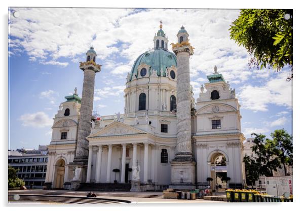 Famous Karls Church in Vienna - VIENNA, AUSTRIA, EUROPE - AUGUST 1, 2021 Acrylic by Erik Lattwein