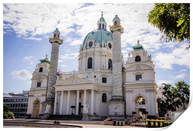 Famous Karls Church in Vienna - VIENNA, AUSTRIA, EUROPE - AUGUST 1, 2021 Print by Erik Lattwein