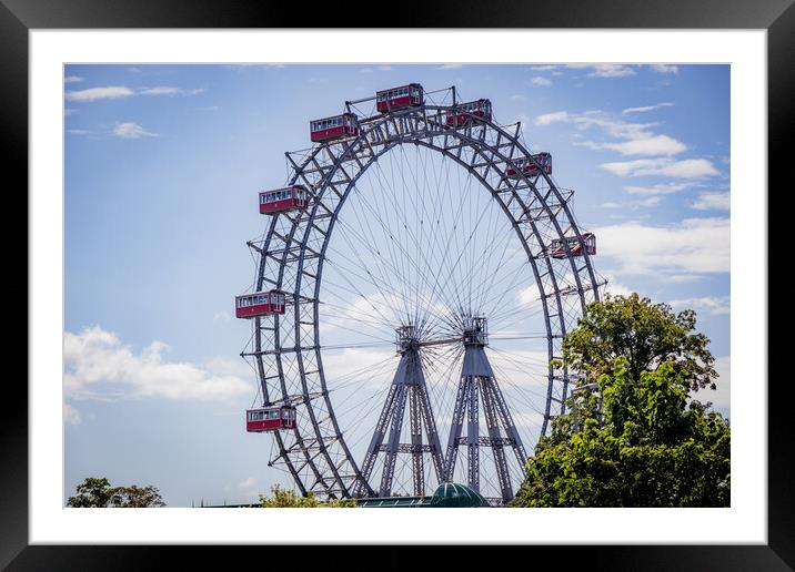 Vienna Ferris Wheel at Prater Entertainment Park - VIENNA, AUSTRIA, EUROPE - AUGUST 1, 2021 Framed Mounted Print by Erik Lattwein