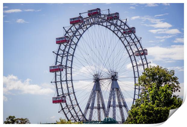 Vienna Ferris Wheel at Prater Entertainment Park - VIENNA, AUSTRIA, EUROPE - AUGUST 1, 2021 Print by Erik Lattwein