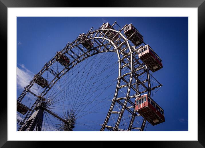 Vienna Ferris Wheel at Prater Entertainment Park - VIENNA, AUSTRIA, EUROPE - AUGUST 1, 2021 Framed Mounted Print by Erik Lattwein
