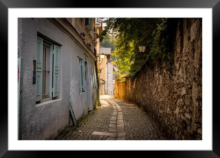 Small lanes in the old town of Salzburg Framed Mounted Print by Erik Lattwein