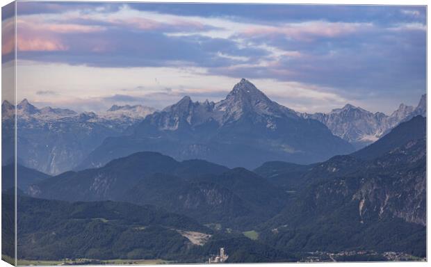 Amazing panoramic view over the high mountains of the Austrian Alps Canvas Print by Erik Lattwein