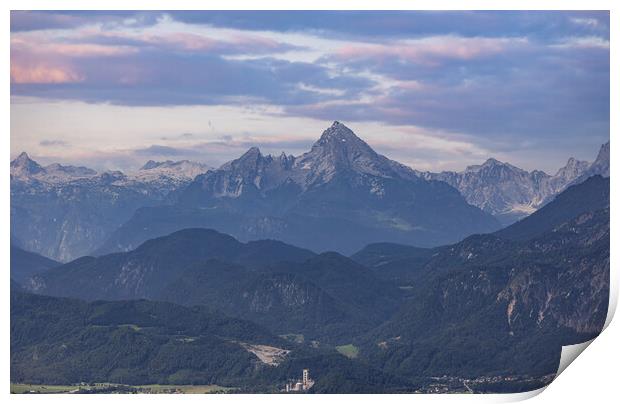 Amazing panoramic view over the high mountains of the Austrian Alps Print by Erik Lattwein