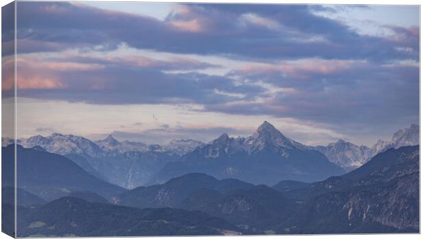 View over the high mountains of Salzburgerland in the Austrian Alps Canvas Print by Erik Lattwein
