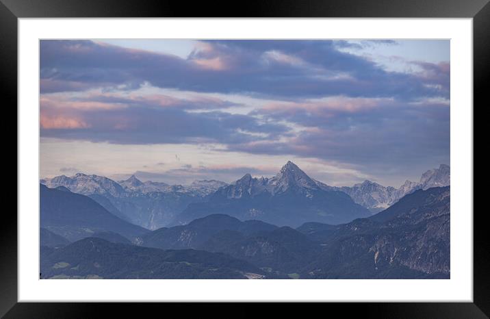 View over the high mountains of Salzburgerland in the Austrian Alps Framed Mounted Print by Erik Lattwein