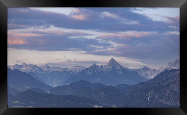 View over the high mountains of Salzburgerland in the Austrian Alps Framed Print by Erik Lattwein