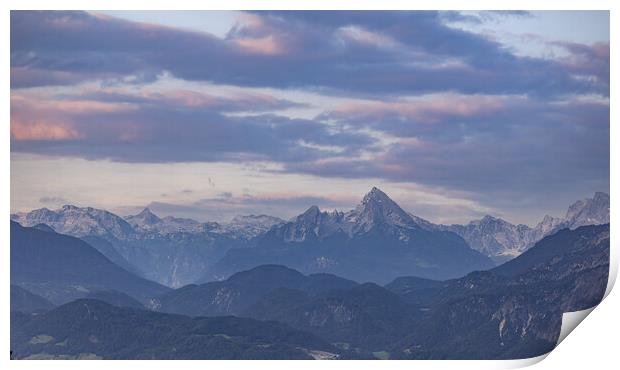 View over the high mountains of Salzburgerland in the Austrian Alps Print by Erik Lattwein