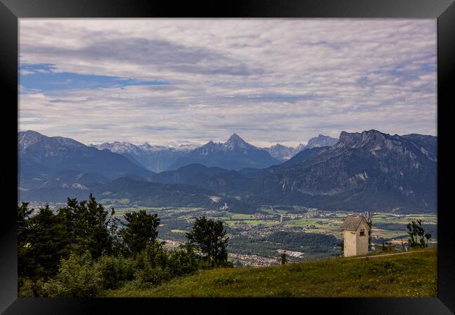 View over the high mountains of Salzburgerland in the Austrian Alps Framed Print by Erik Lattwein