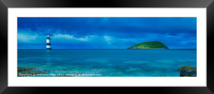 Panoramic Penmon Lighthouse. Framed Mounted Print by Anthony Dillon