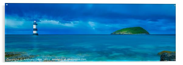 Panoramic Penmon Lighthouse. Acrylic by Anthony Dillon