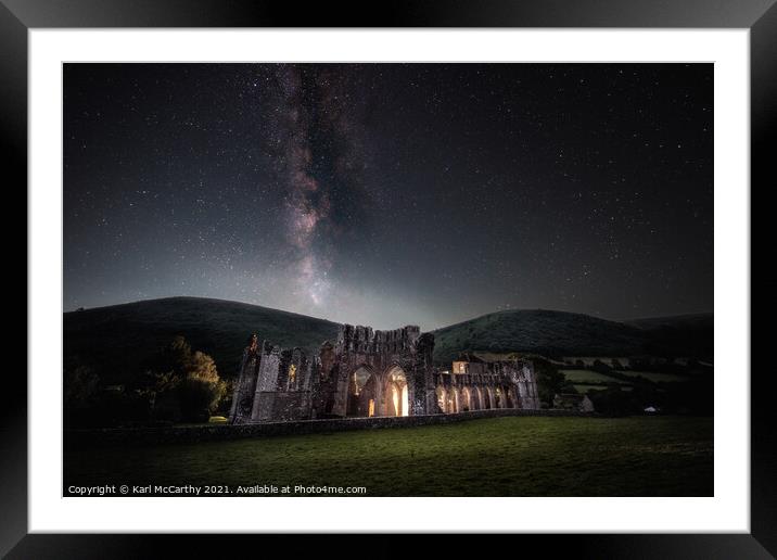 Night time glow of Llanthony Priory Framed Mounted Print by Karl McCarthy