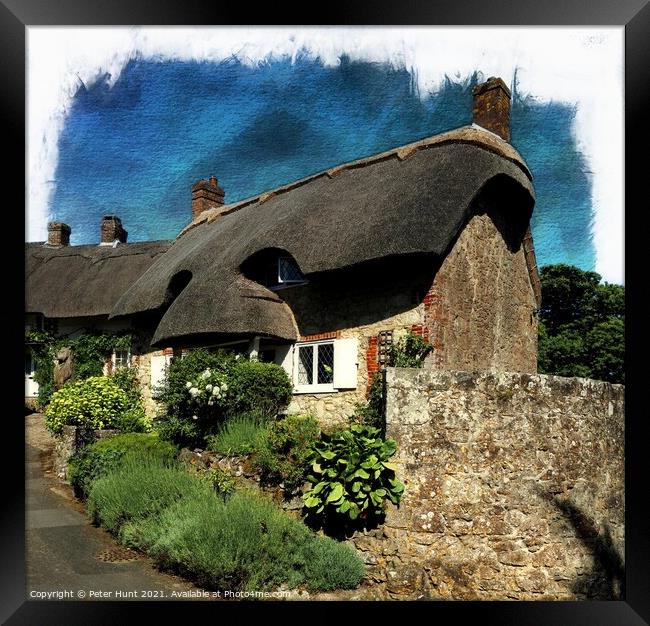 Godshill Thatched Cottage Framed Print by Peter Hunt