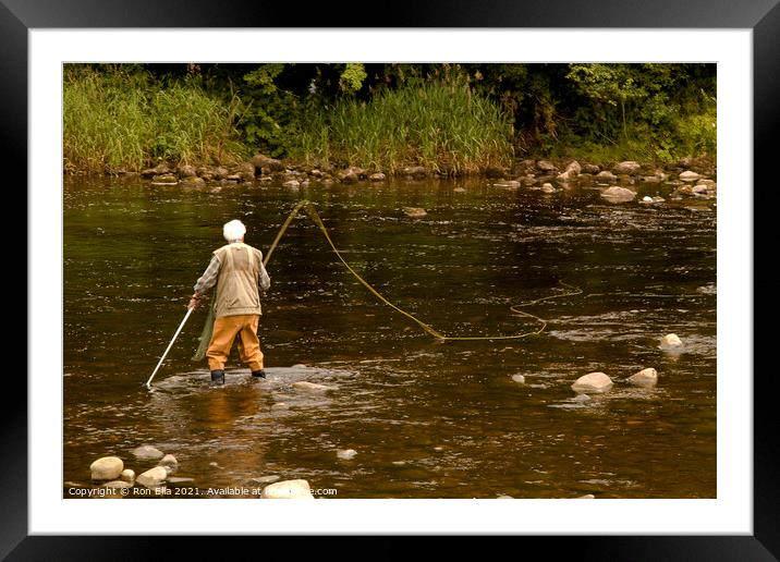 Serene Fly Fishing at Bolton Abbey Framed Mounted Print by Ron Ella
