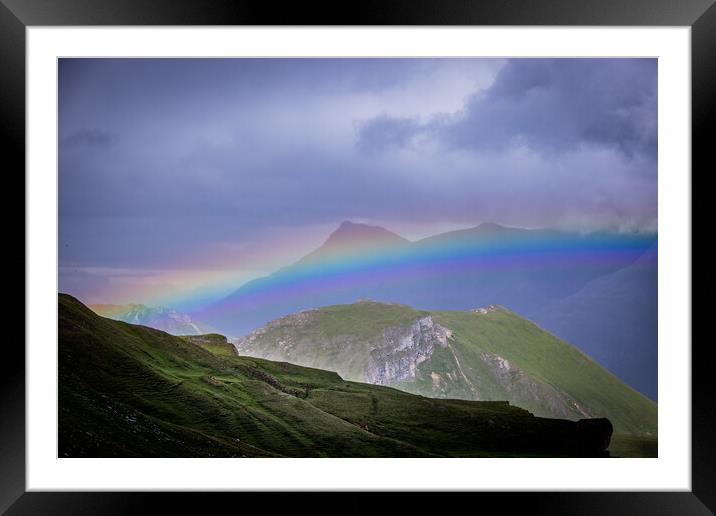 Rainbow over Grossglockner High Alpine Road in Austria Framed Mounted Print by Erik Lattwein