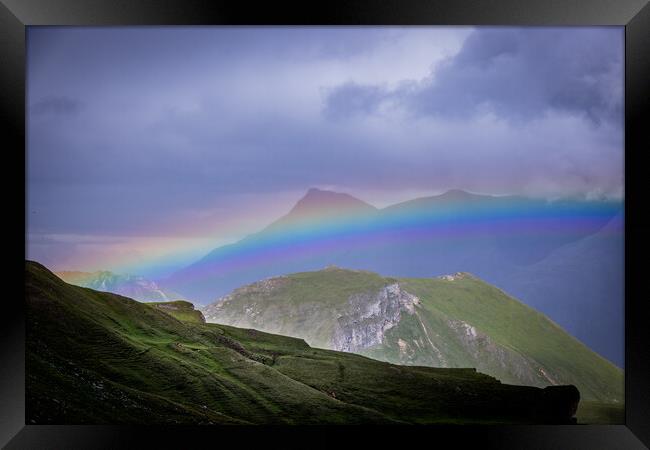 Rainbow over Grossglockner High Alpine Road in Austria Framed Print by Erik Lattwein